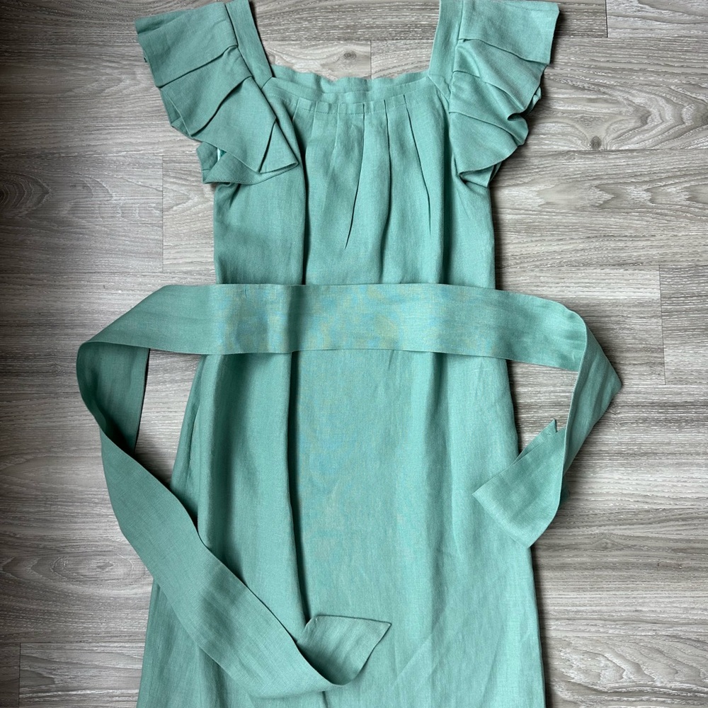 HUNTER DIXON Ruffle Sleeve Dress with tie